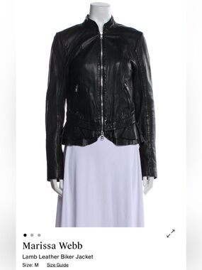 Marissa Webb Black Leather Peplum Zip-Front Jacket